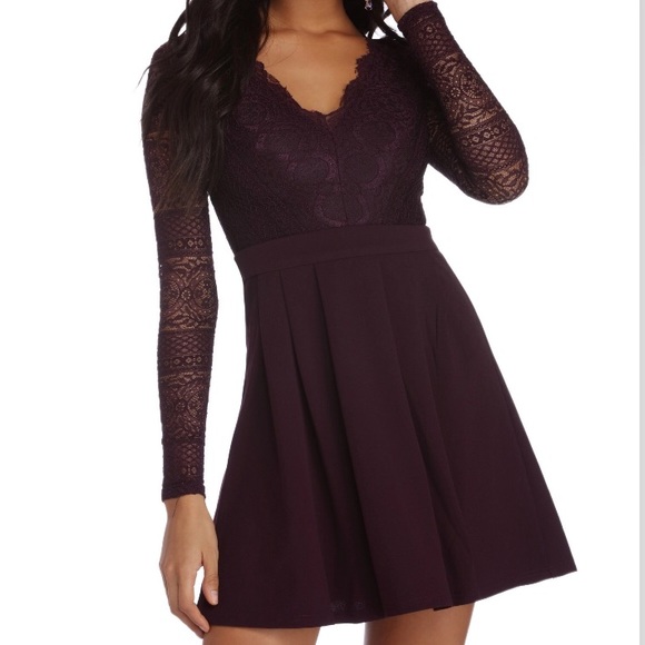 purple lace skater dress